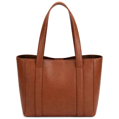 Cognac Briar Buckle Tote Bag - Back