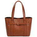 Cognac Briar Buckle Tote Bag - Front