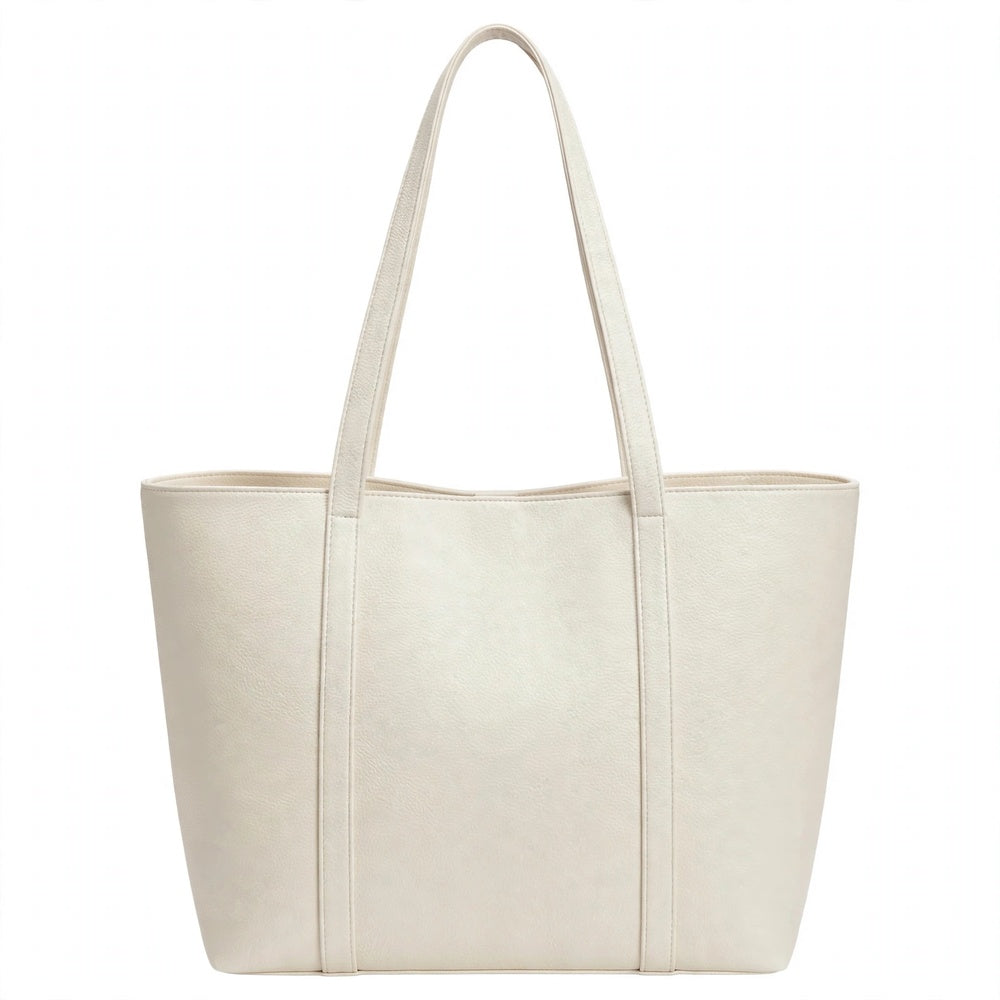 Cream Linnea Wide Tote Bag - back view