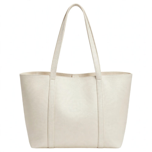 Cream Linnea Wide Tote Bag - front view