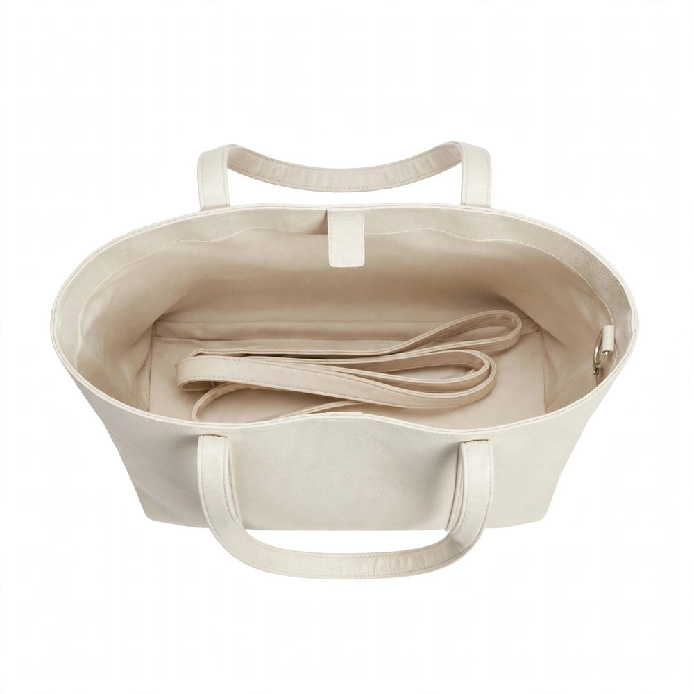 Cream Linnea Wide Tote Bag - open interior view