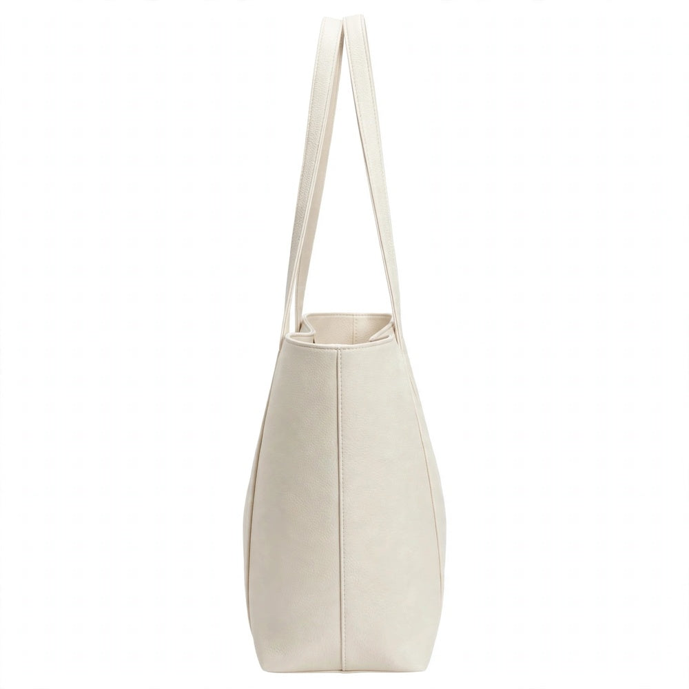 Cream Linnea Wide Tote Bag - side view